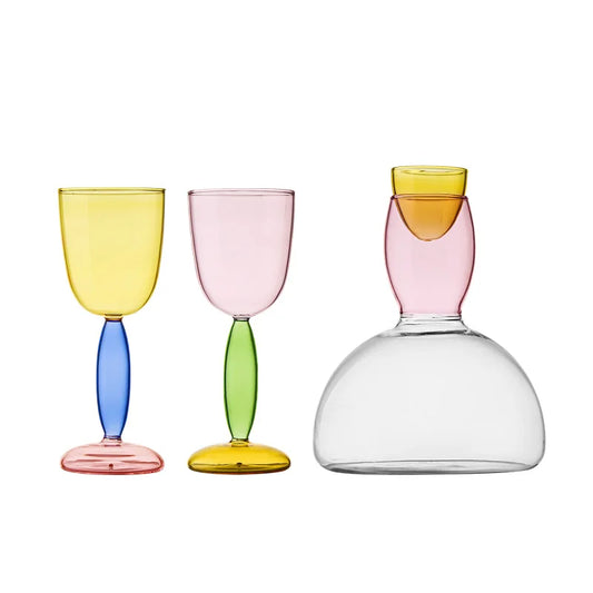 Candy colour Multicolored Wine Glasses and Carafe (sold seperately).