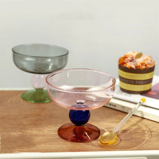 Muti-Color Contrast Desert/Fruit Glass Bowl, High Temperature resistent